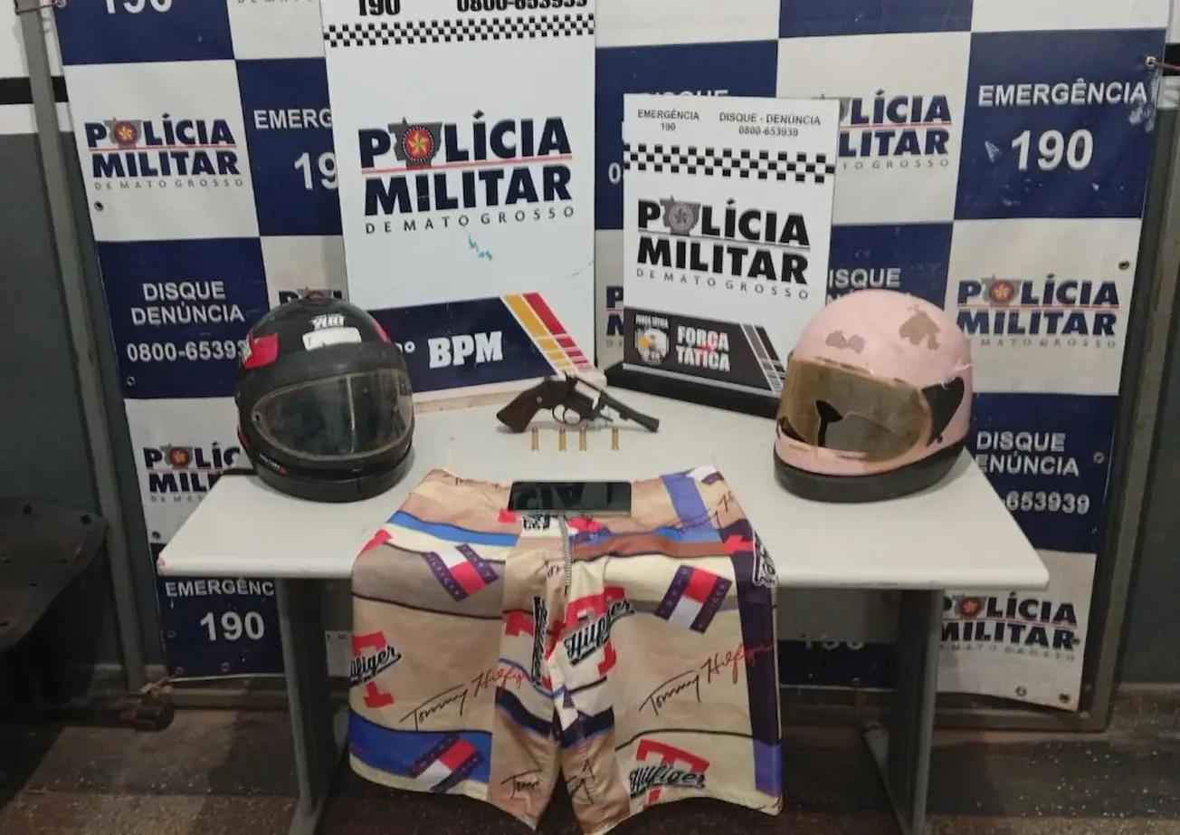 PM prende três faccionados por homicídio em Cáceres com arma e moto do crime